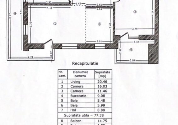 Apartament cu 3 camere Bucurestii Noi Bazilescu etaj 1 in imobil S+P+2E+M an 2020 floorplan 1